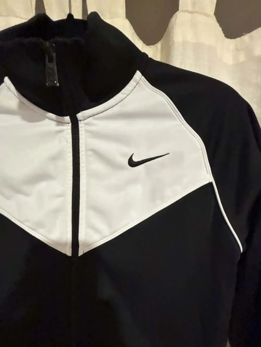 Nike Women's Dri-Fit Black and White Full Zip Track Jacket